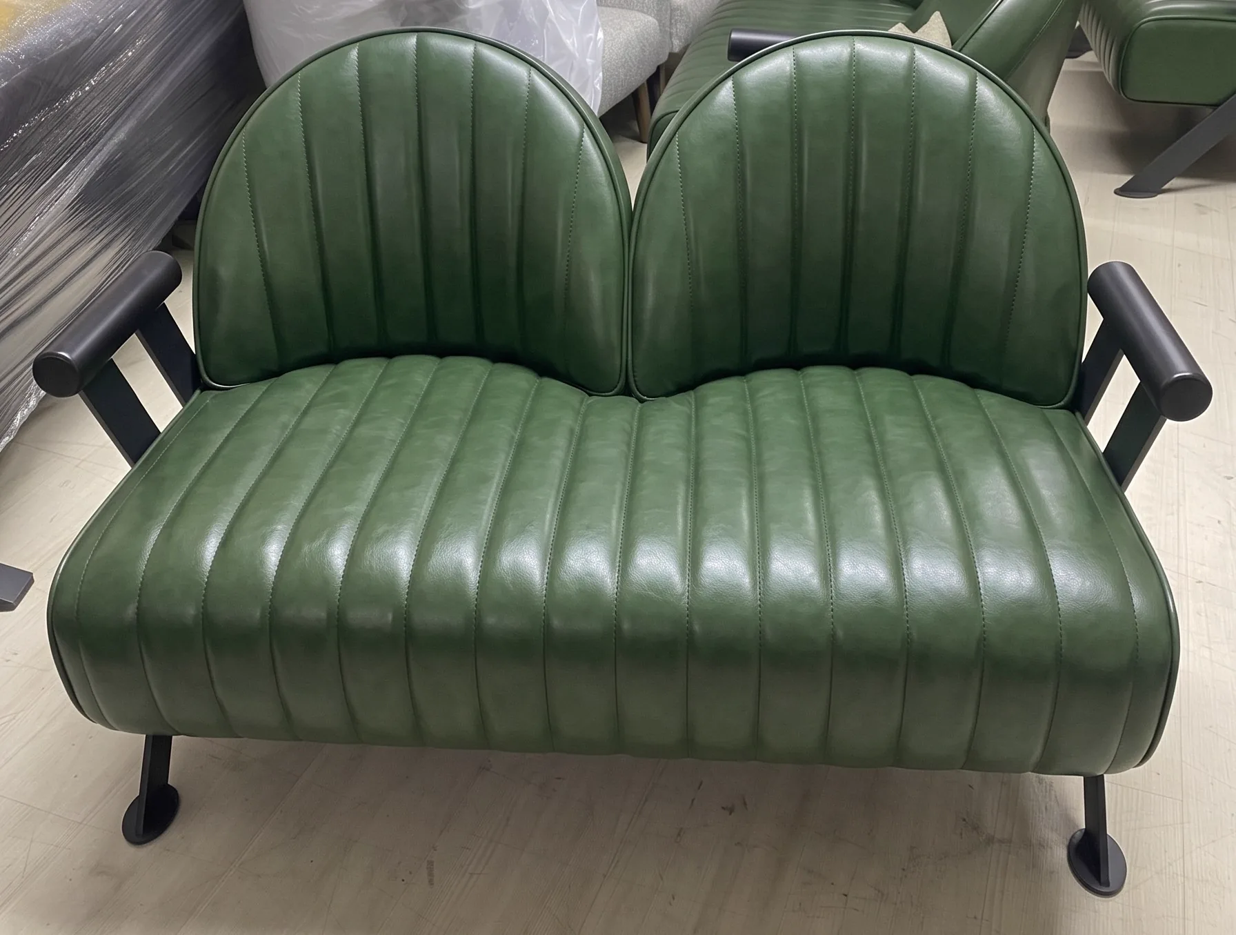 Tan leather sofa after cleaning and deep conditioning